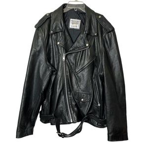 WILSONS OPEN ROAD Genuine Leather Moto Vintage BIKER Jacket & Belt Coat XXL 2XL